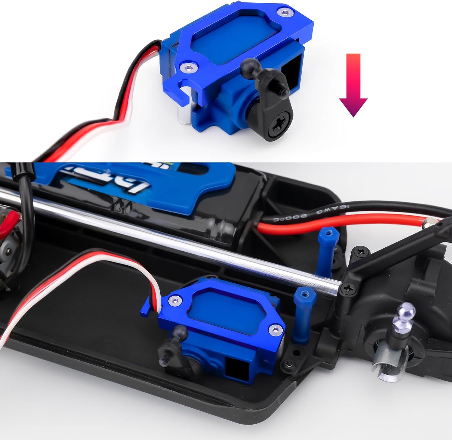 RC Aluminum Alloy Servo Mount Metal Servo Bracket Upgrade Parts Compatible with Tra-xxas LaTrax 1/18 Teton,Desert Prerunner RC Crawler Car Upgrade Replace Parts (Blue)