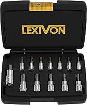 LEXIVON Premium S2 Alloy Steel Torx Socket Set | 13-Piece Star T8 - T60 Set | Enhanced Storage Case (LX-143)