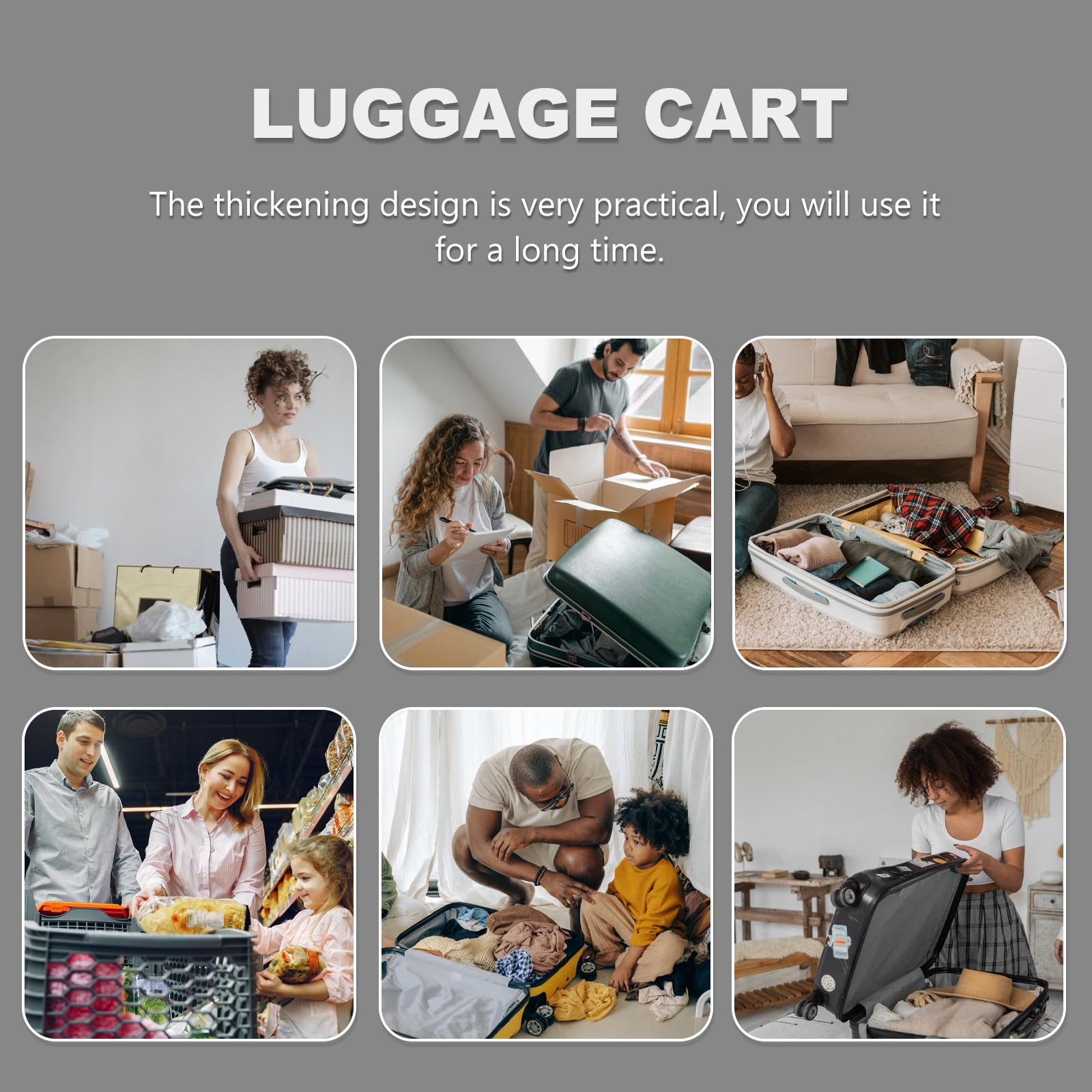 Negro Carrito Plegable Portátil de Aleación de Aluminio para Compras