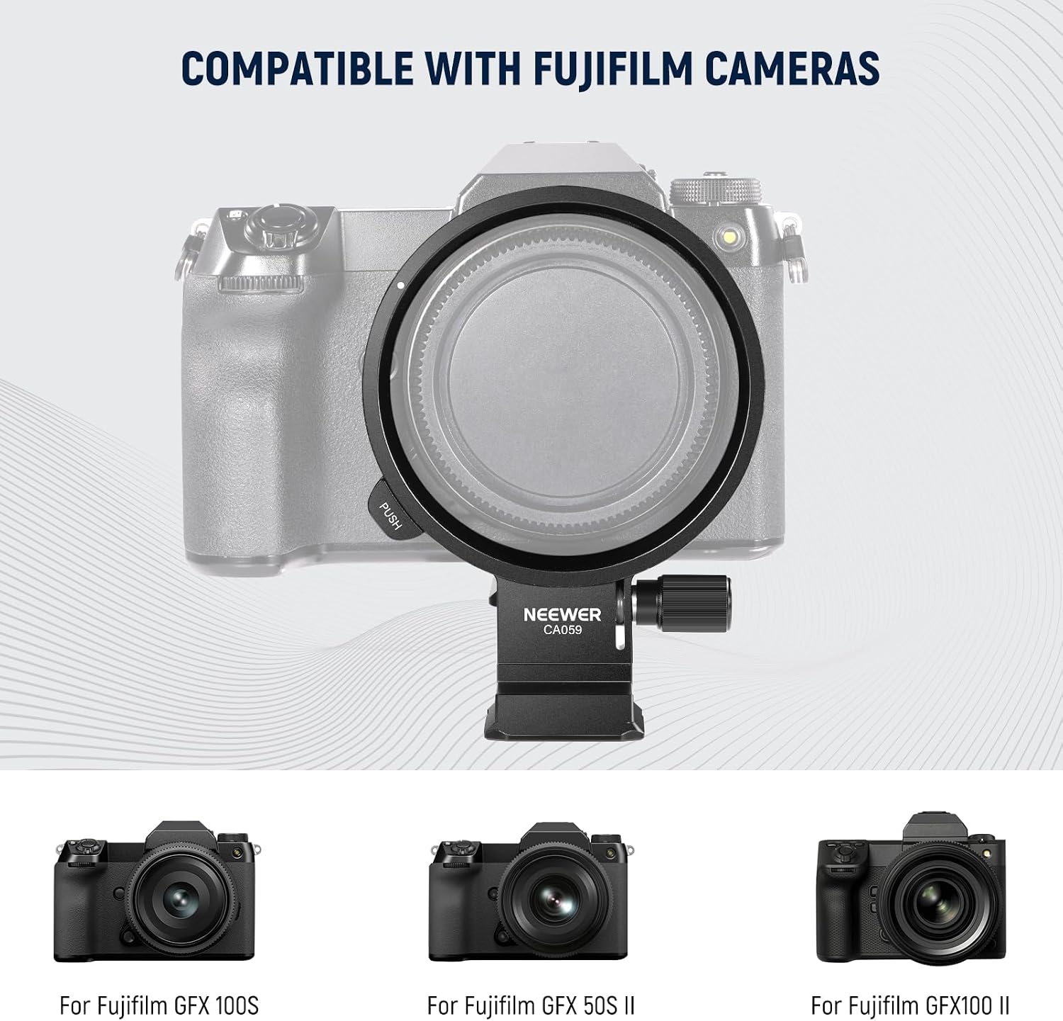 NEEWER Rotatable Collar Mount Plate for Fujifilm GFX100 II 100S 50S II, Fast Horizontal to Vertical Camera Tripod Lens Mount Ring Compatible with DJI RS 3/2 & Arca Quick Release System, CA059