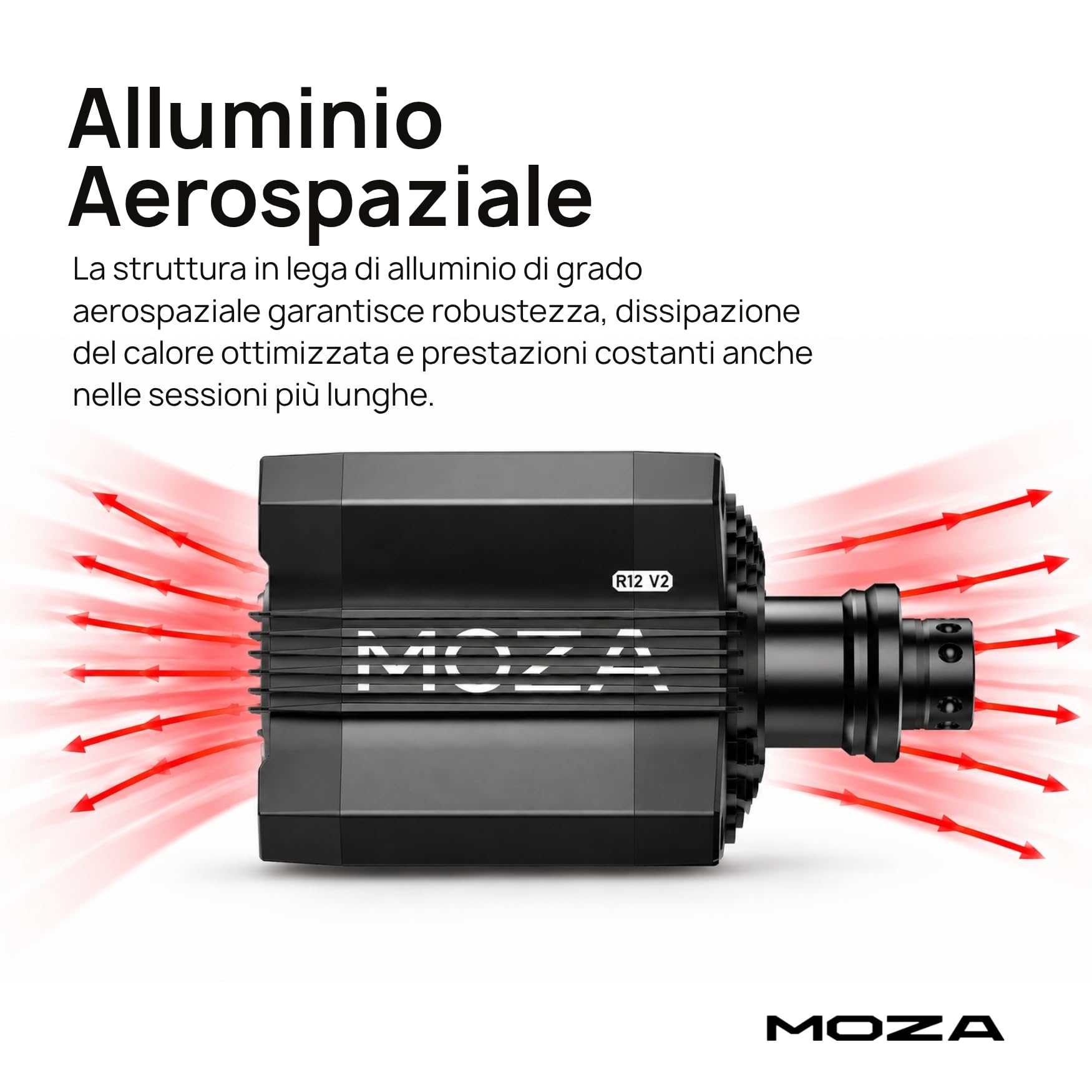 MOZA R12 V2 Base Volante Direct Drive 12 Nm per Simulatore di Guida PC, Encoder Magnetico 21 bit, Rotore in Fibra di Carbonio, Alluminio Aerospaziale, Sim Racing Professionale