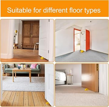 5 Pcs Jumbo Door Stoppers for Floor Rubber Door Stop Wedge Floor Sturdy Stackable Door Stop Large Door Wedge for Hotel Carpet Door Hardwood Concrete and Tile (Yellow)