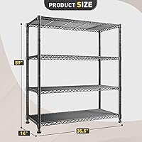 Vista 3 de REIBII 35.5" W Wire Shelving Storage Shelves Metal Shelves Heavy Duty Shelving, Adjustable Garage Storage Wire Shelf Pantry Shelves for Kitchen
