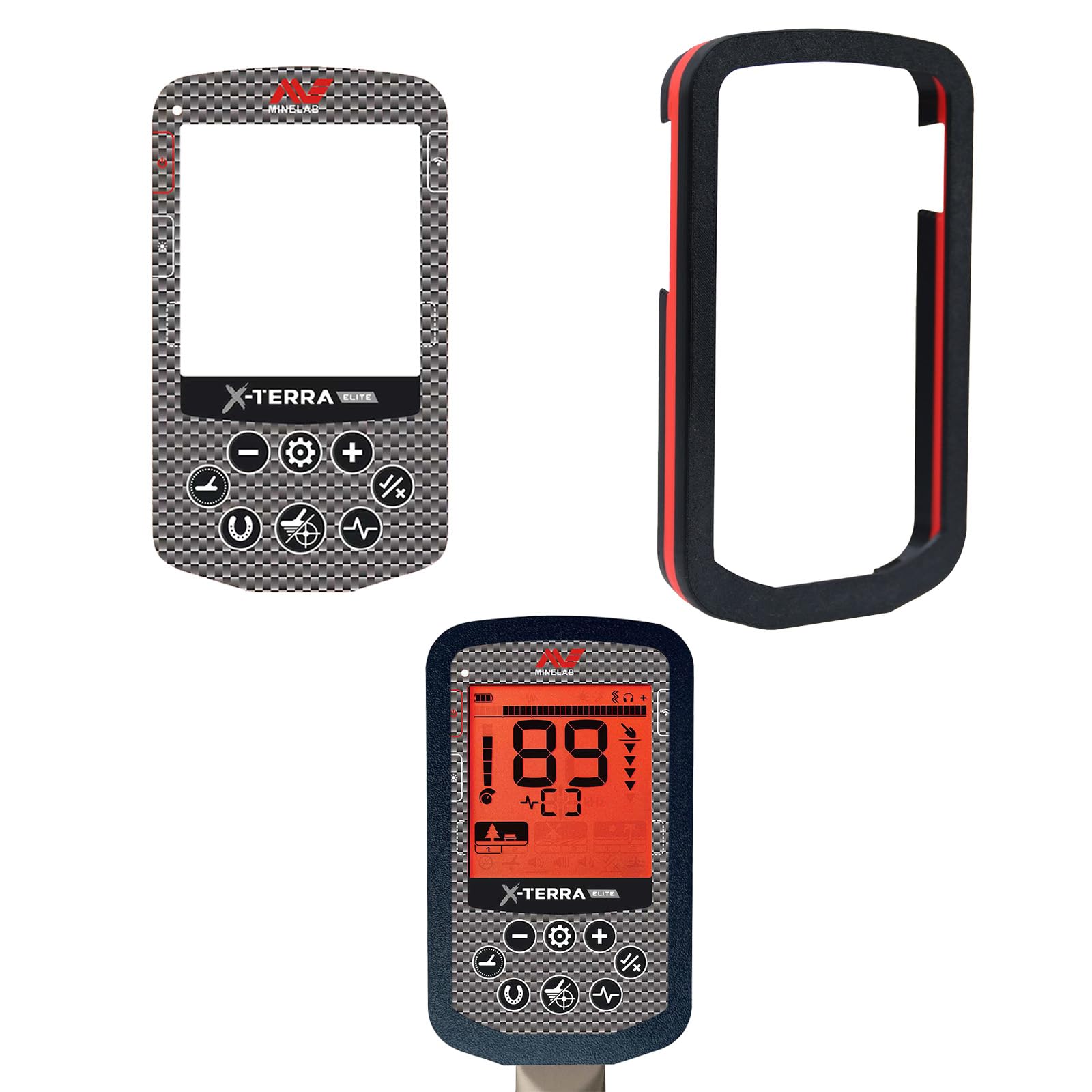 Zorvayne Protective Kit for Minelab X-Terra Elite/Pro Case Cover & Screen Protector Anti-Scratch Box Bumper Equinox Accessories (Elite Black+Red)