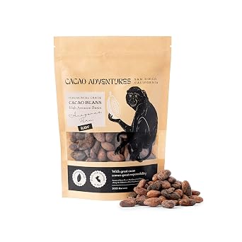 Cacao Adventures Raw Whole Cacao Beans, Awajun-Farmed Peru, 1 lb
