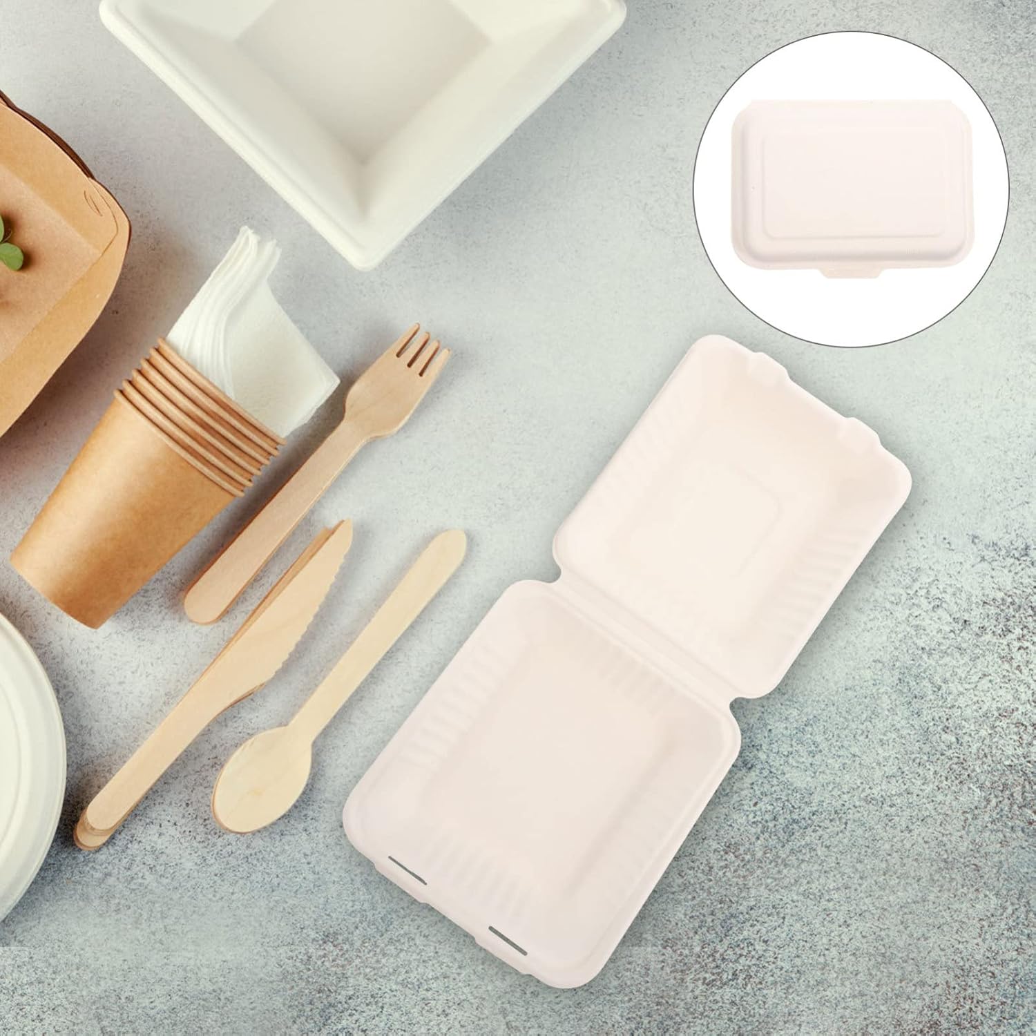 50-Pack Disposable Divided Paper Food Containers Lids Takeout Boxes for Meal Prep Pulp Microwave Safe for Restaurants and Catering