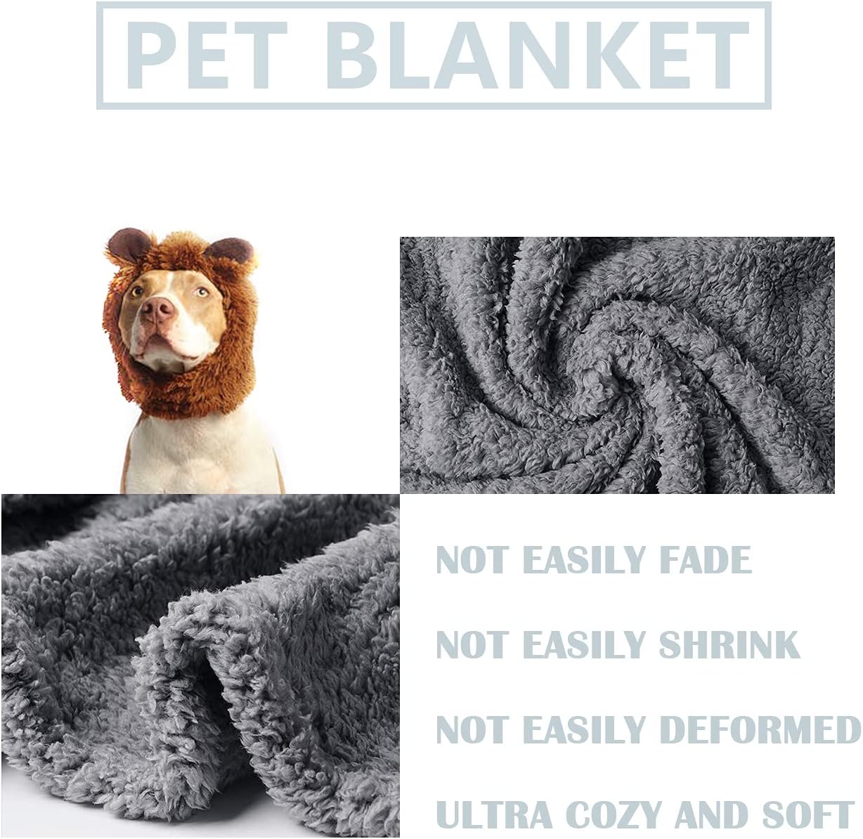 Cozy Fleece Dog Blanket Small Fuzzy Soft Washable Puppy Blankets Chew Proof Sherpa Couch Pet Cat Throw Anxiety Weighted Bed Pad Cover Gray: Kitchen & Dining