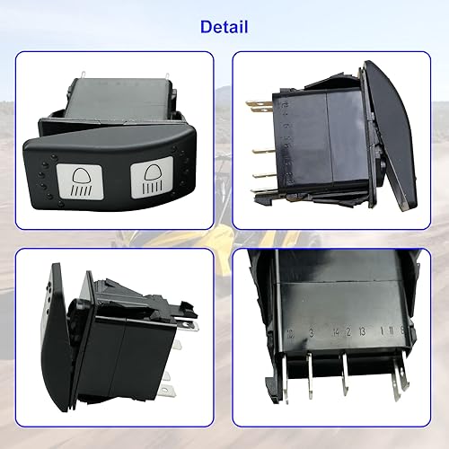 Miniatura 6 de Interruptor de haz alto y bajo para Can Am Commander Maverick 1000R Reemplaza 710001725 6 pines Interruptor de faros delanteros 20A 12V luz LED ámbar