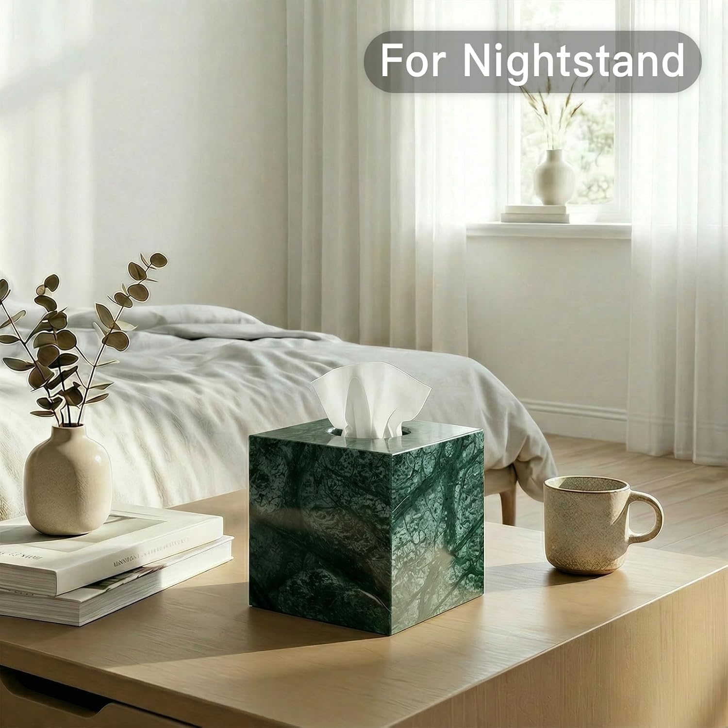 Square Marble Tissue Box Cover, Decorative Tissue Box Holder