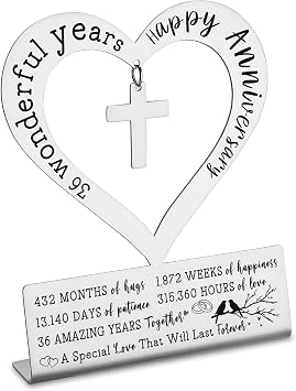 Gifts for 36th Wedding Anniversary, Happy 36th Anniversary Decorations for Parents, Husband, Wife, Couples, Friends, 36 Wonderful Years Keepsake Gifts for Her Him Desktop Decoration Sign, DSJ304