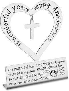 Gifts for 36th Wedding Anniversary, Happy 36th Anniversary Decorations for Parents, Husband, Wife, Couples, Friends, 36 Wonderful Years Keepsake Gifts for Her Him Desktop Decoration Sign, DSJ304