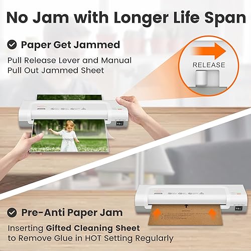 Miniatura 6 de Máquina laminadora térmica de 9 pulgadas con hojas laminadoras, 20 piezas, máquina laminadora con precalentamiento de 2 minutos más rápido, pequeña