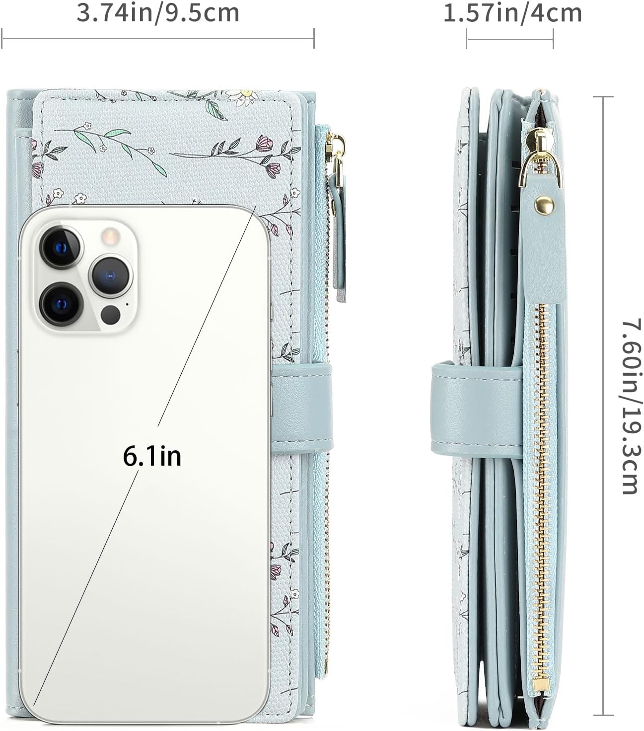 GAEKEAO Womens Wallet RFID Blocking Trifold Large Capacity Ladies Vegan Leather Wallet Floral Multi Card Holder Organizer - Image 3