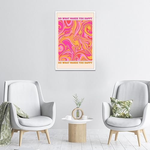 Miniatura 4 de BNGFDV Lienzo decorativo con texto en inglés Do What Makes You Happy (Do What Makes You Happy Do What Makes You Happy) con ondas retro, póster