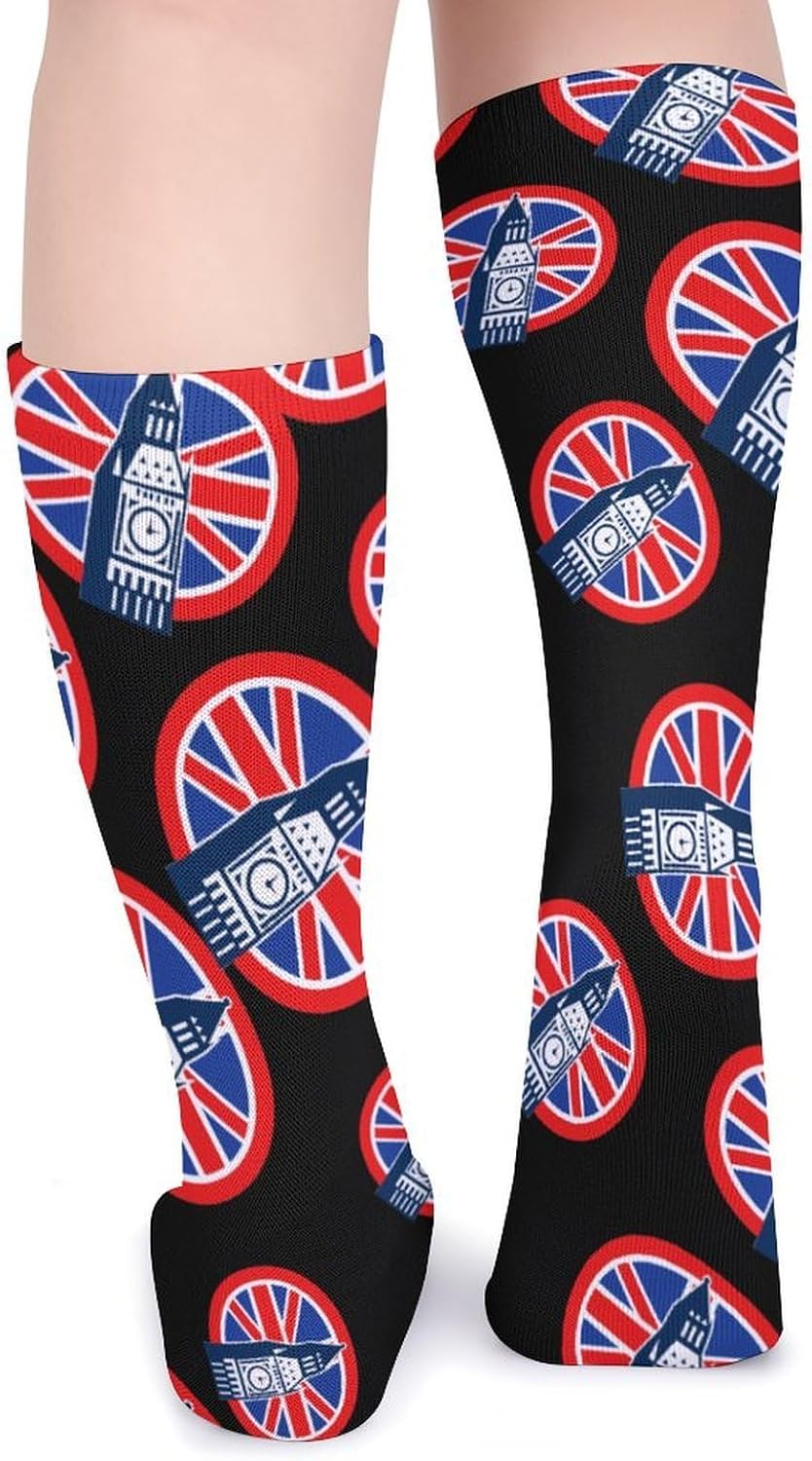 London Big Ben Knee High Socks Casual Long Stockings Over Calf Sock Tube for Women Men