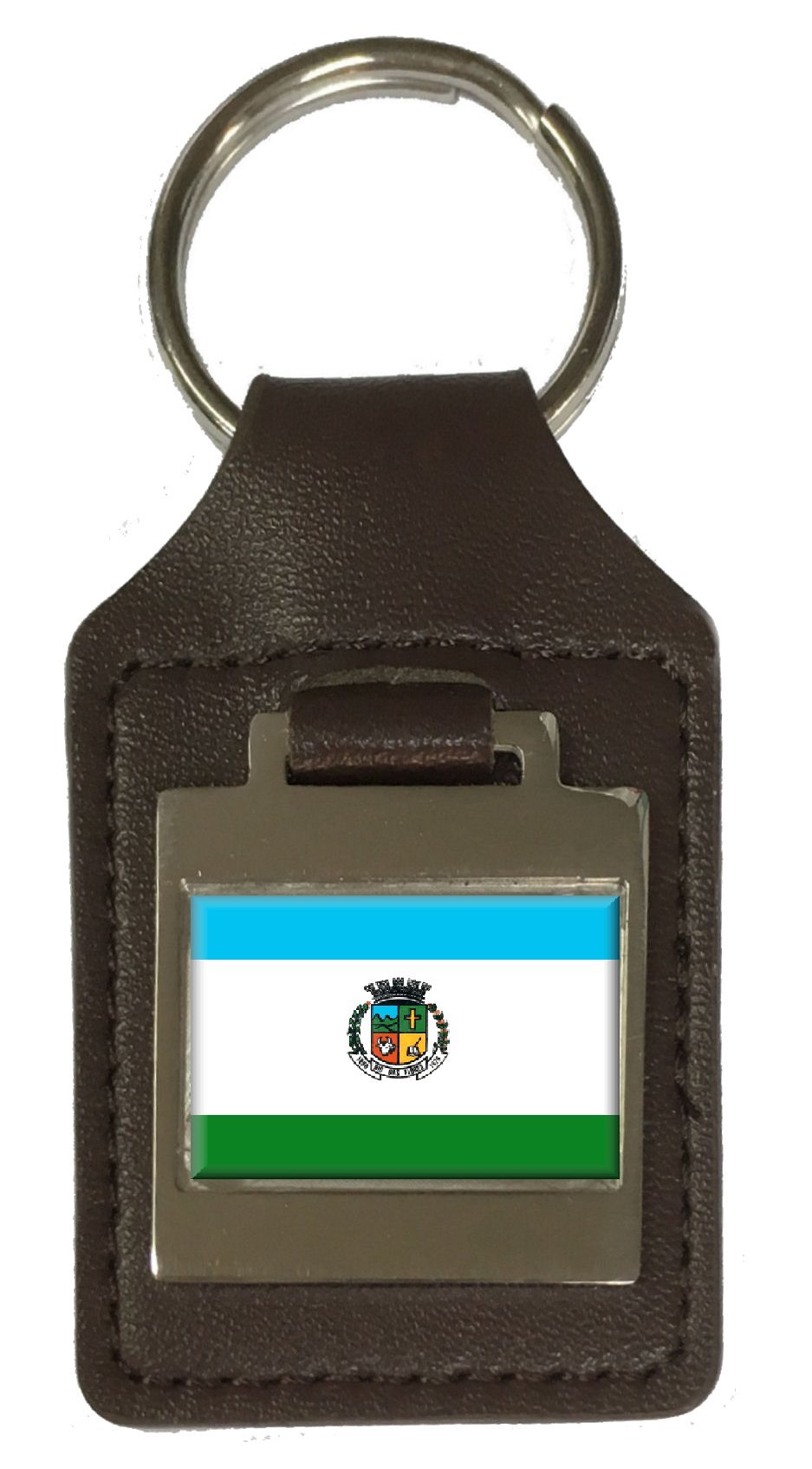 Schlüsselanhänger aus Leder mit Gravur Rio das Flores City Rio De Janeiro Staatsflagge