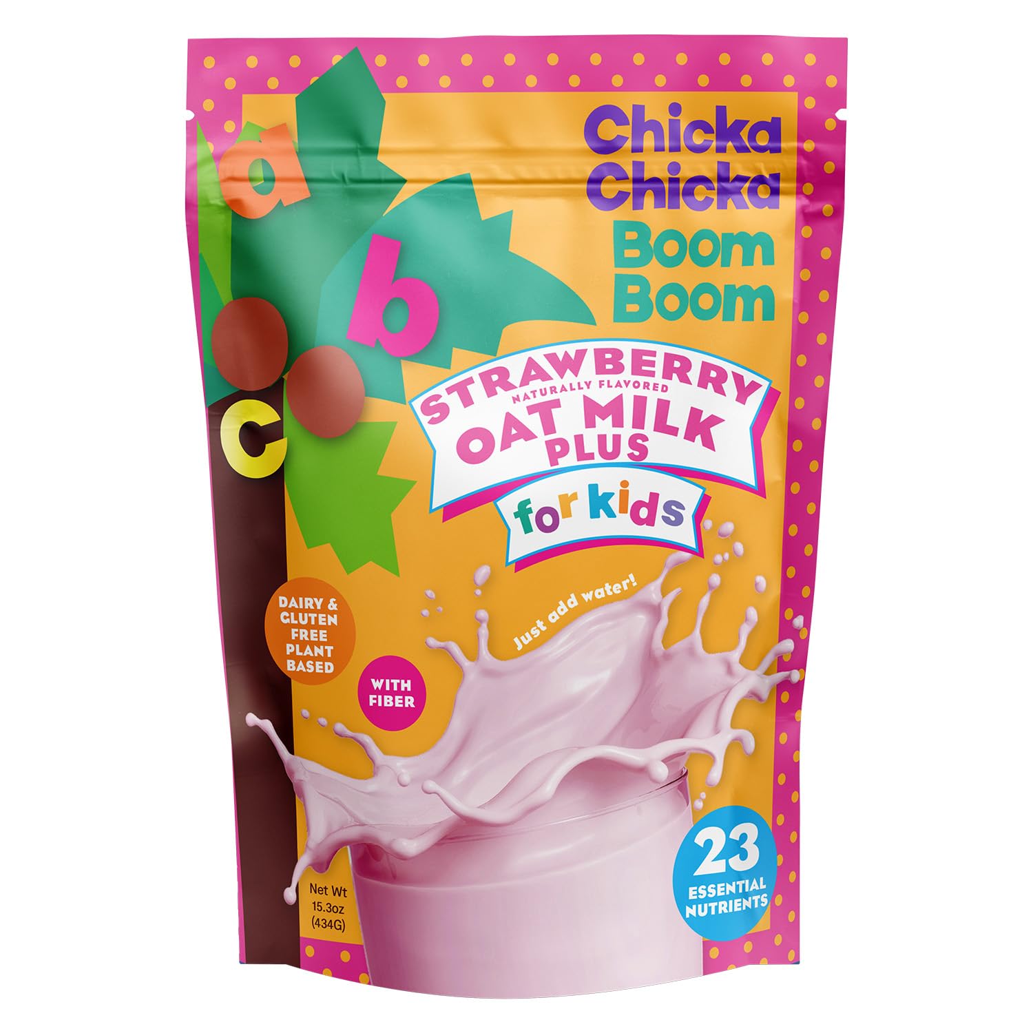 Chicka Chicka Boom Boom Strawberry Oat Milk Plus, Plant-Based Toddler Protein Drink Mix, 23 Vitamins & Minerals, Dairy-Free, FOS for Digestion, Kid-Friendly Taste, Ages 1+
