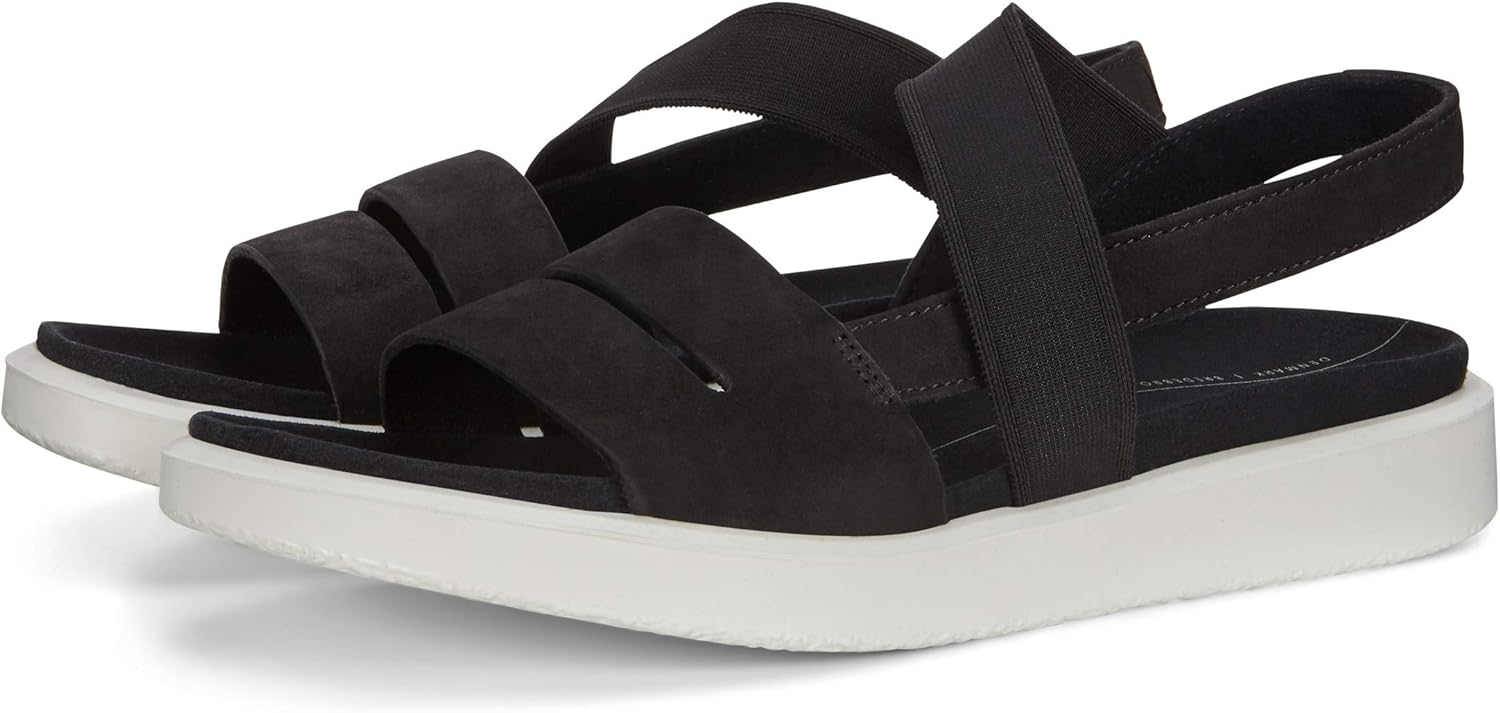 ECCO Women's Yuma Two Strap Sandal 8-8.5 Black Nubuck