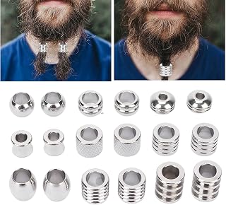 18 peças de contas de barba, contas trançadas, contas de pavor de aço inoxidável, contas de cabelo viking para caber na sua barba e cabelo trançado para homens e mulheres