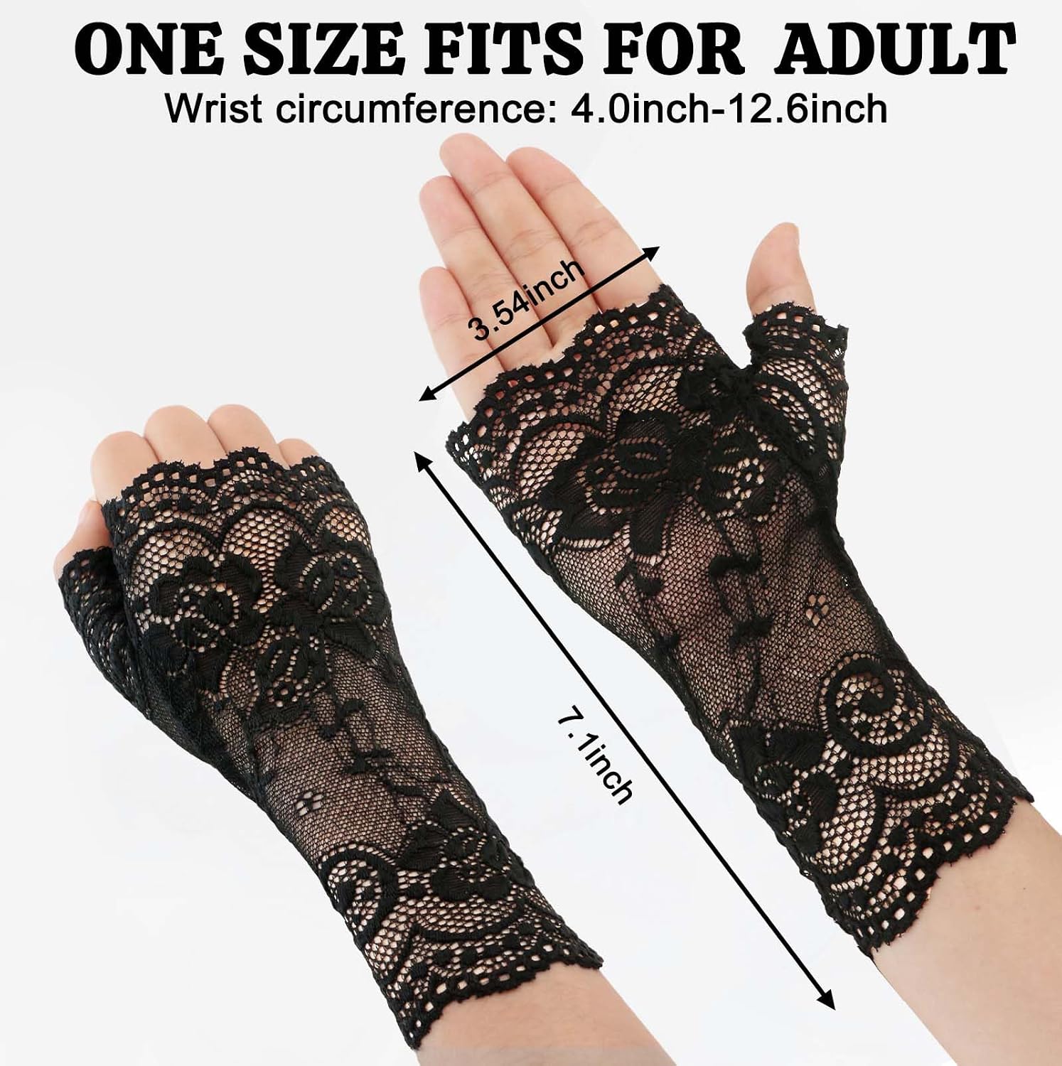 Women Short Lace Gloves Halloween Vampire Costume Accessories Fingerless Black Lace Gloves for Women