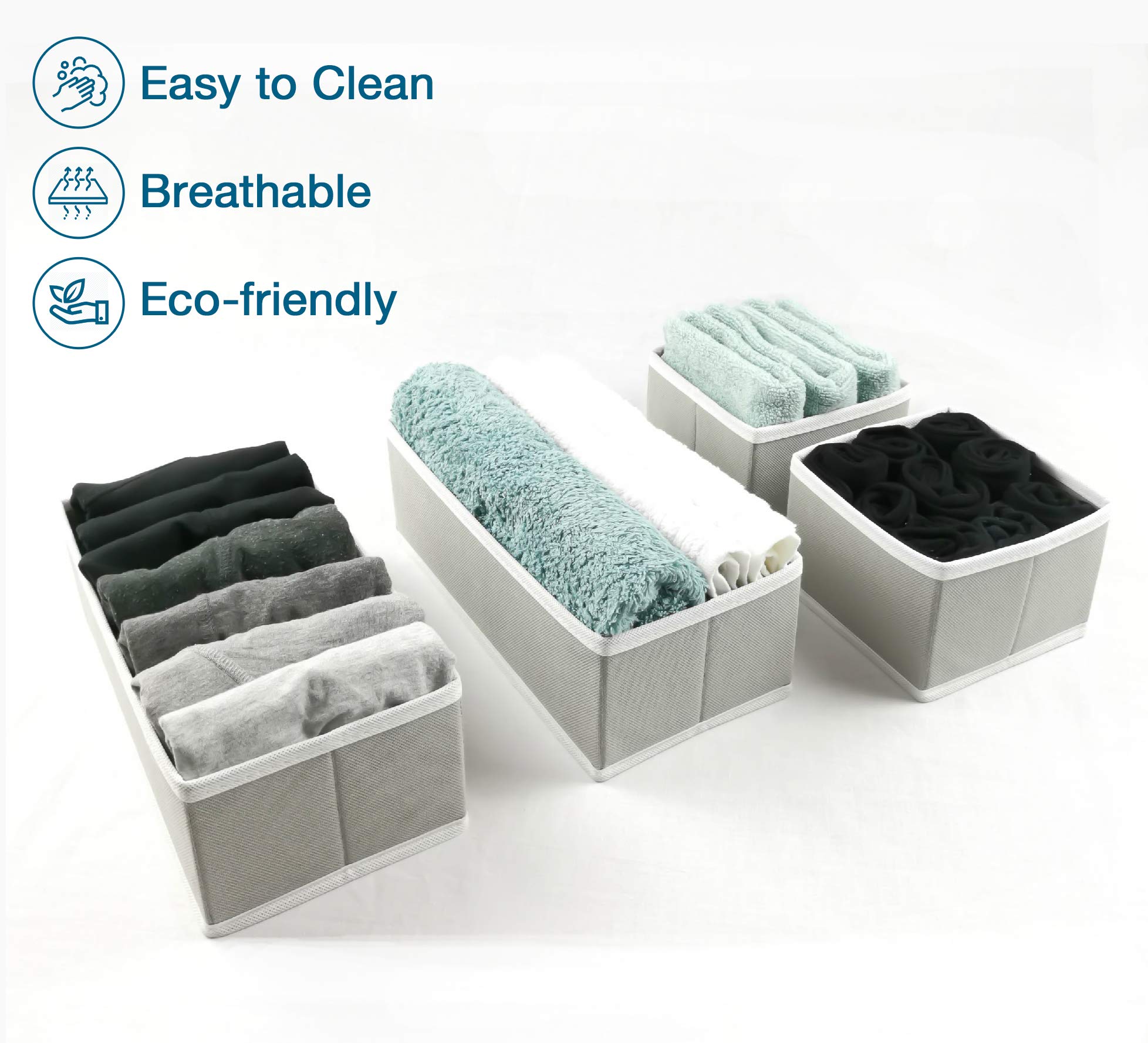 12 pcs Drawer Organiser Divider UK Grey Large Drawer Divider Clothes