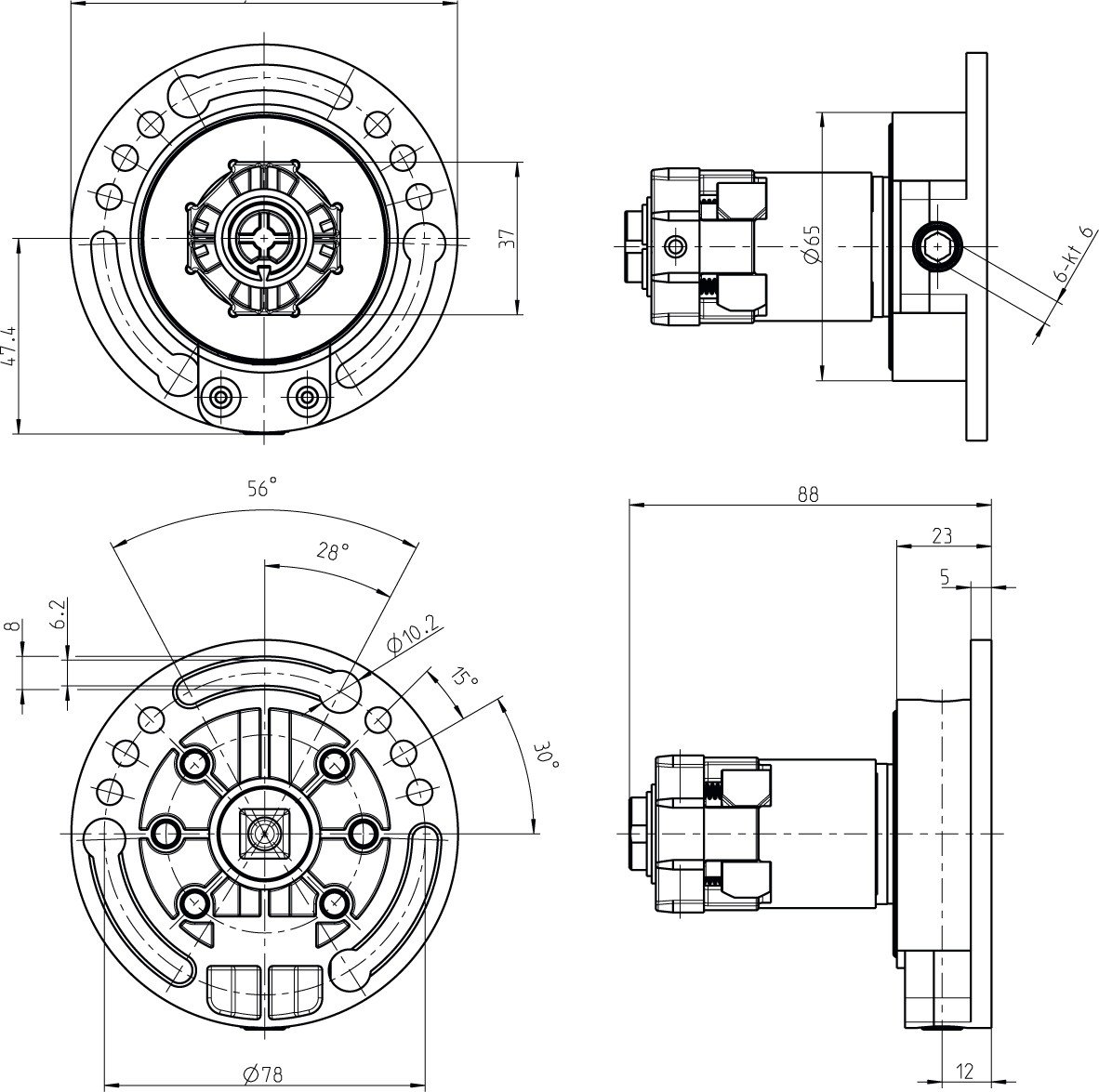 markiso Rolladengetriebe 4:1 - Freilauf links, Kegelradgetriebe mit 6 mm Innensechskant - Kurbelgetriebe für Rolladen passend für SW40 Rollladenwelle