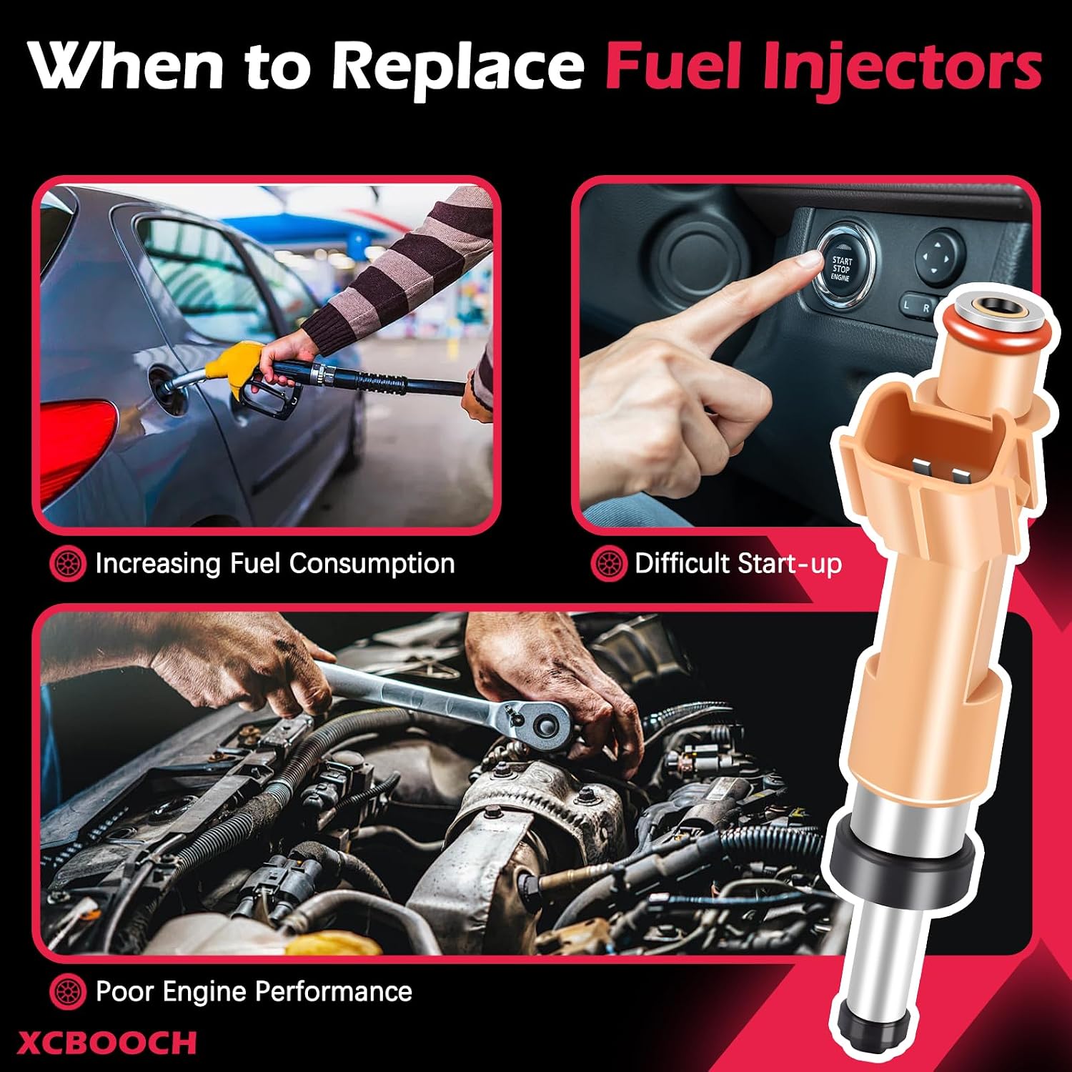 Fuel Injectors Set of 4 Compatible with Toyota for Corolla 2009-2019, for Matrix 2009-2013, for Scion for xD 2008-2009, Replace 23250-0T020 FJ1068
