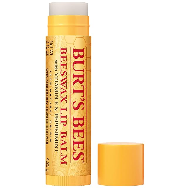 Burts Bees 100 Natural Moisturizing Lip Balm Original Beeswax with Vitamin E Peppermint Oil 0 15 Oz