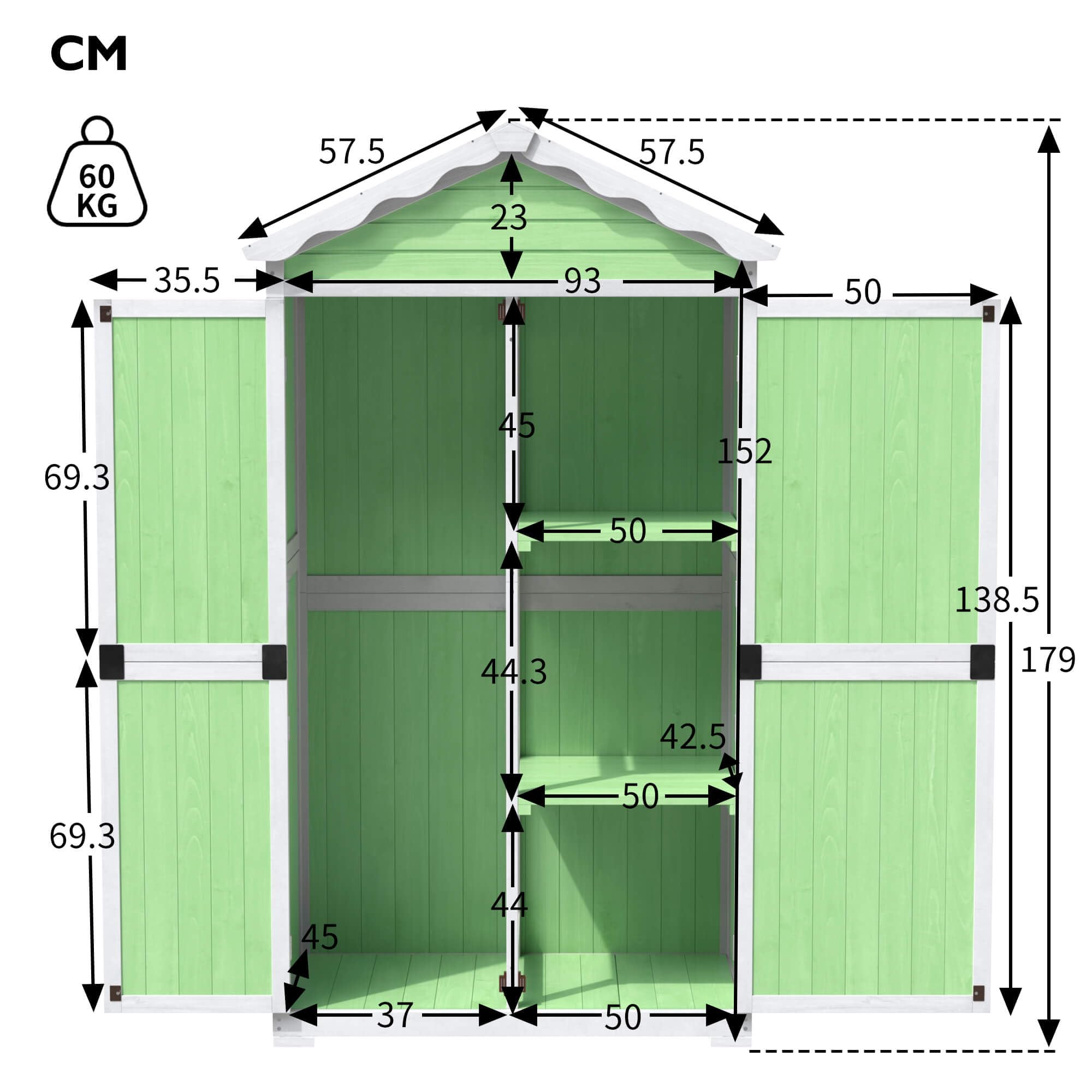 Garten Schuppen Aus Holz 93x45x179cm - Wetterfester Aufbewahrungsschrank Outdoor