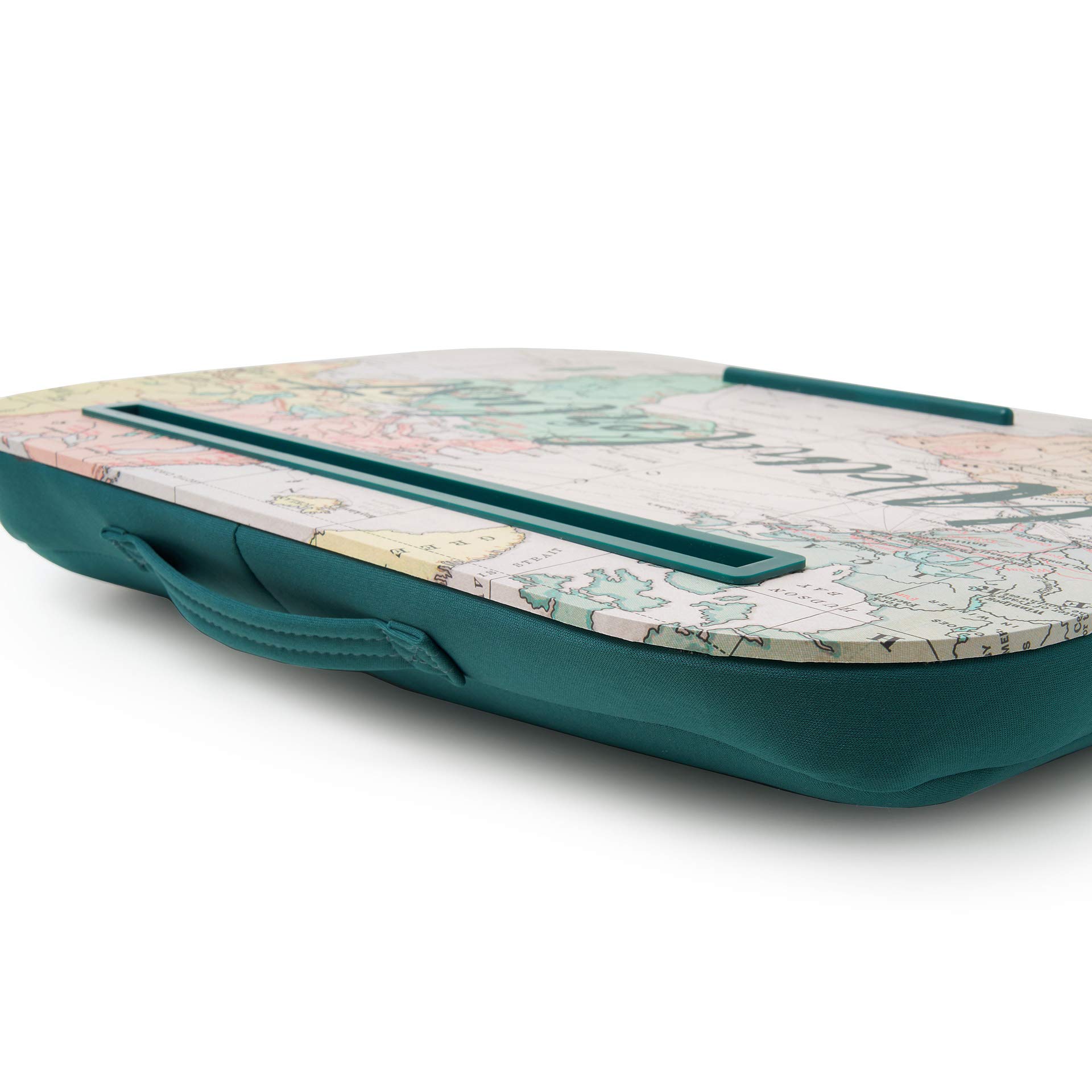 Legami - Soporte para Ordenador portátil, 44 x 33,5 cm, Ranura para Tableta, Tema Viaje, cojín Suave con Relleno, asa Lateral