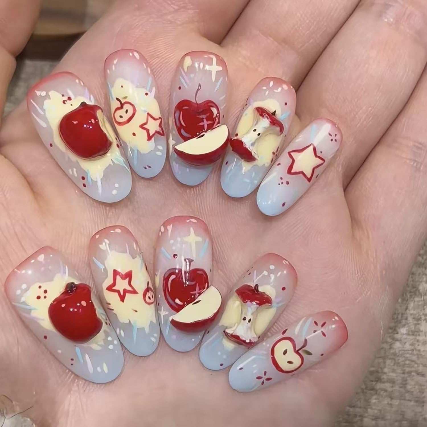 3D Apple Nail Mold Silicone Nail Tools, Cute Nail Design Carving Template Resin Nail Art Mold Manicure Butterfly Nail Charm Molds Accessories for Women DIY Nail Supplies image 3