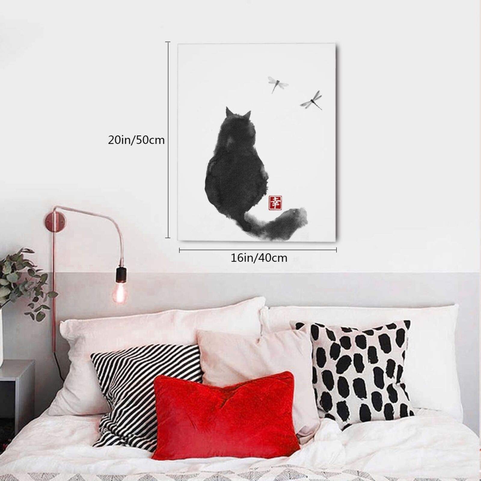 Amazon.co.jp: DADABULIU アートパネル 絵画 猫 ネコ 背中 東洋風
