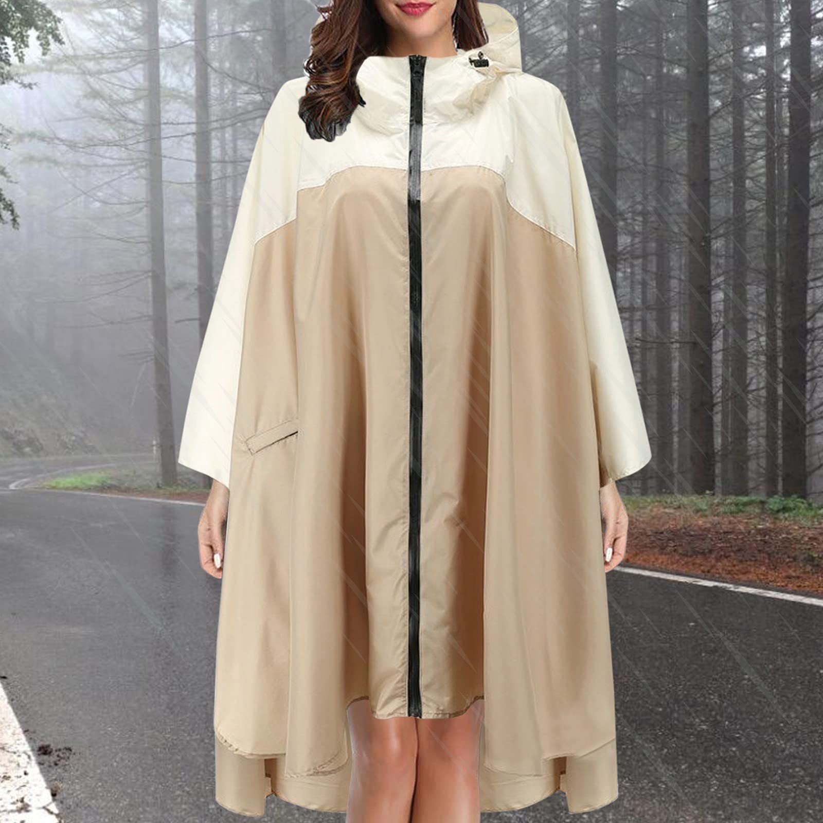 Poncho de pluie élégant imperméable pour femme avec capuche et fermeture éclair, Motif léopard, taille unique, Imperméable Réutilisable Imperméable Respirant Cape de Pluie Portable Camping Randonnée
