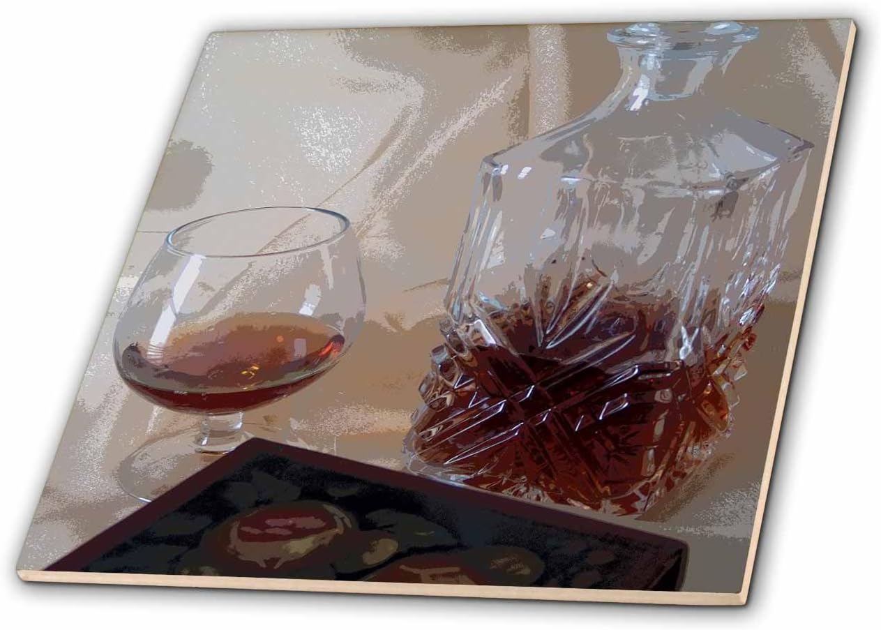 3dRose ct_35172_8 Brandy and Decanter-Glass Tile, 12-Inch