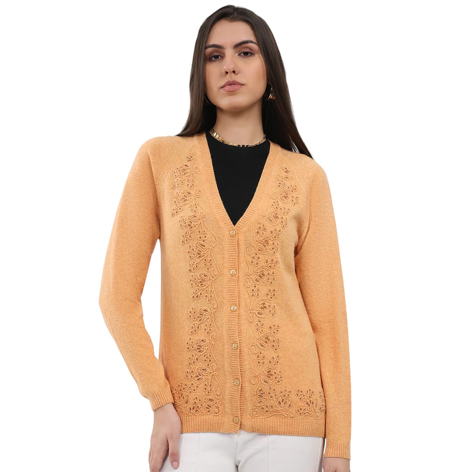 monte carlo Women’s Regular Fit Self Design V-Neck Full Sleeve Cardigan | Fashionable Pattern | Cozy Warm Fabric | Stylish Winter Wear Cardigan for Women (Pack of 1)-picture-38