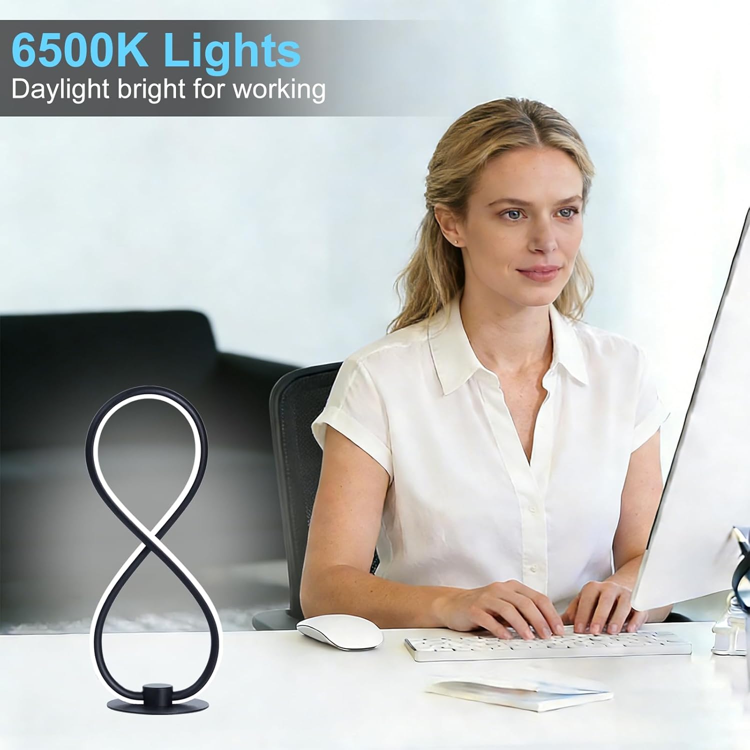 Modern Nightstand Lamps,Touch 3CCT Stepless Dimmable Desk Lamp with USB Adapter,12.2 Inch Black Desk Lamp for Bedroom,Dorm,Living Room,Office (2 Pack)