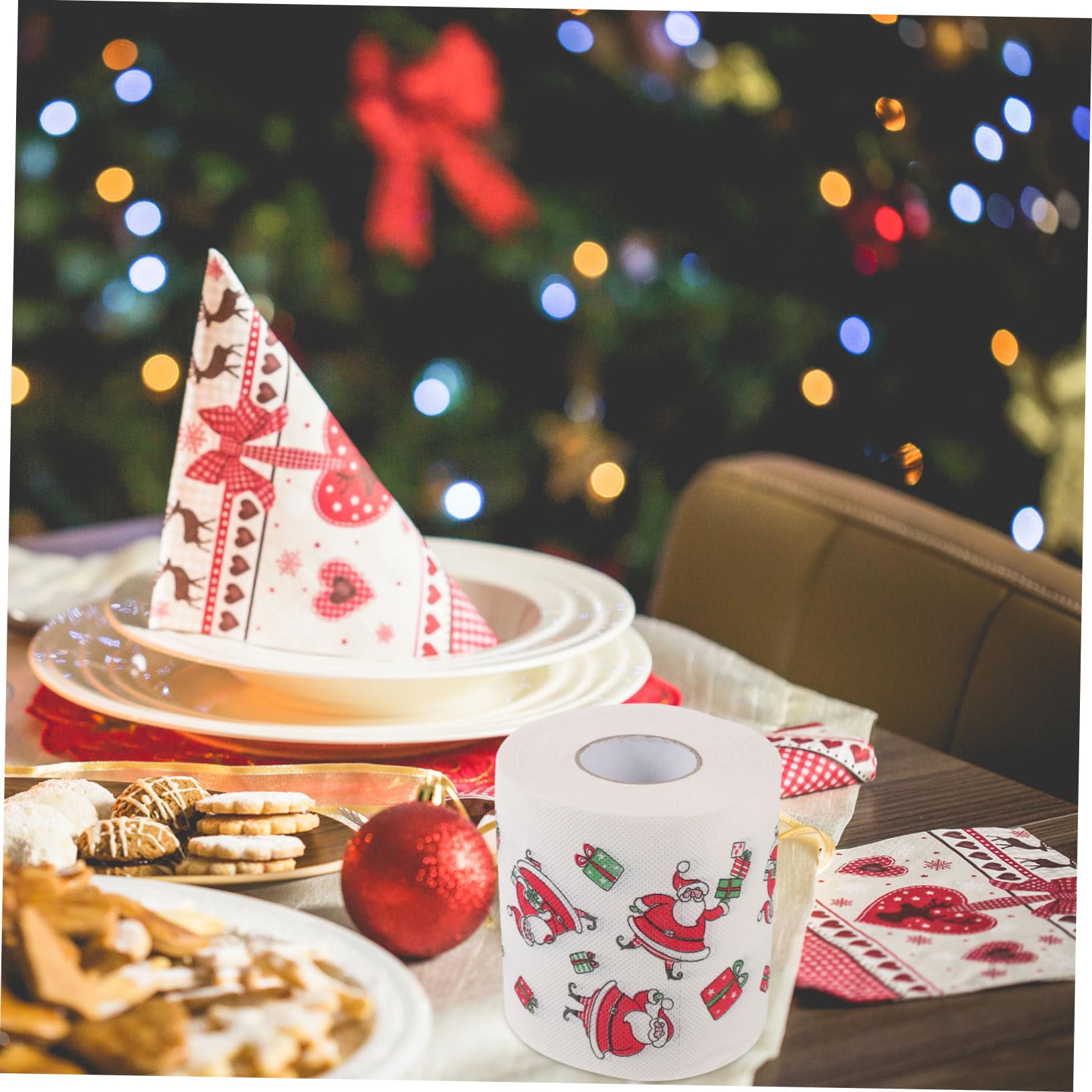 Healeved Servilletas Desechables con Diseño Original de Pulpa de Madera Navideñas Paquete de 5 Buena Capacidad de Absorción para Fiesta de Cena de Navidad