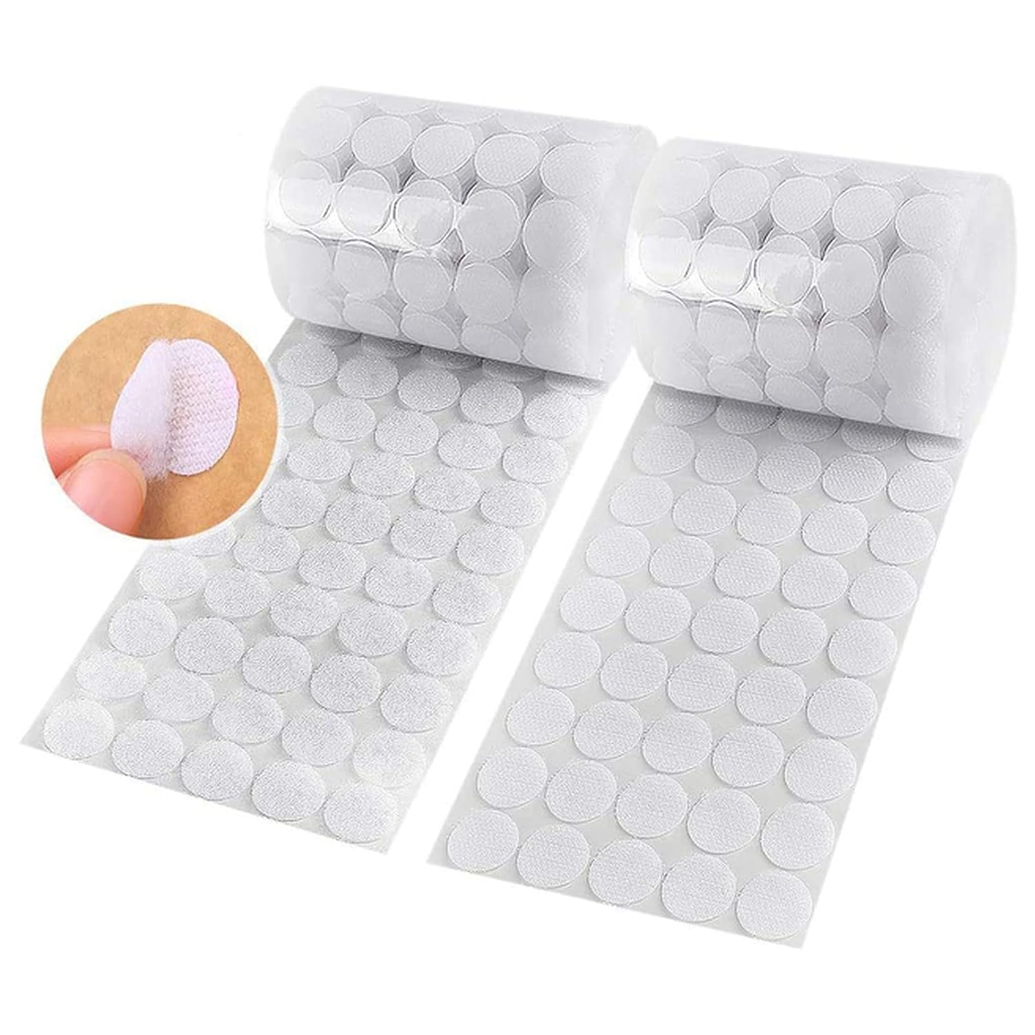 1000Pairs Dots Self Adhesive Fastener Tape 10/15/20mm Disc Adhesive Strong Glue Magic Sticker Round Coins Hook Loop(White 1000pairs,20mm)