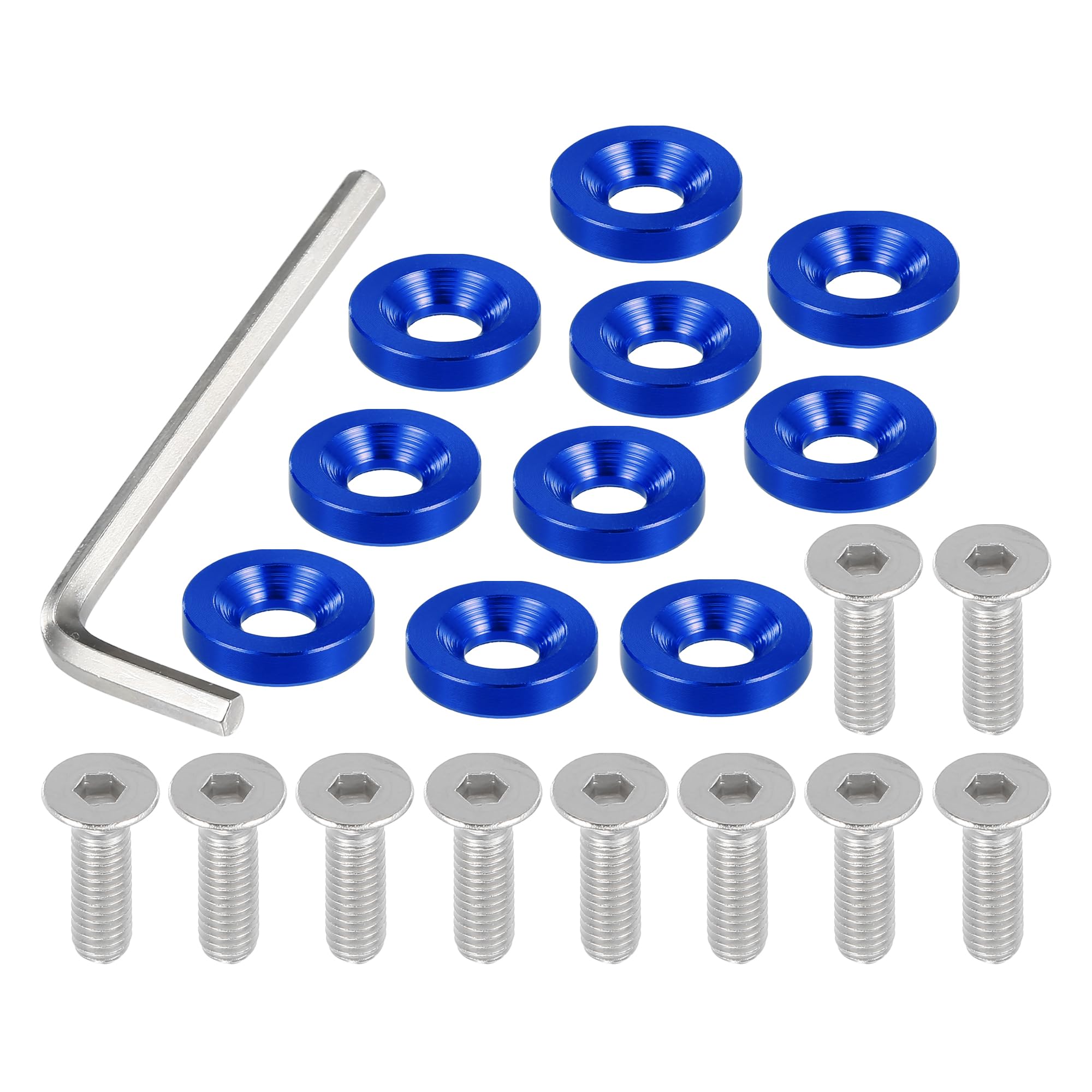 Motoforti Lot de rondelles de pare-chocs à tête fraisée universelle pour voiture, moto, pièces mécaniques télécommandées, M6, durable, alliage d' aluminium, noir, 1 lot