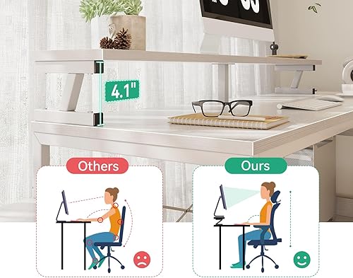 Miniatura 8 de Escritorio para computadora en forma de L con tomas de corriente y 3 cajones de tela, escritorio de oficina reversible con estantes y soporte para