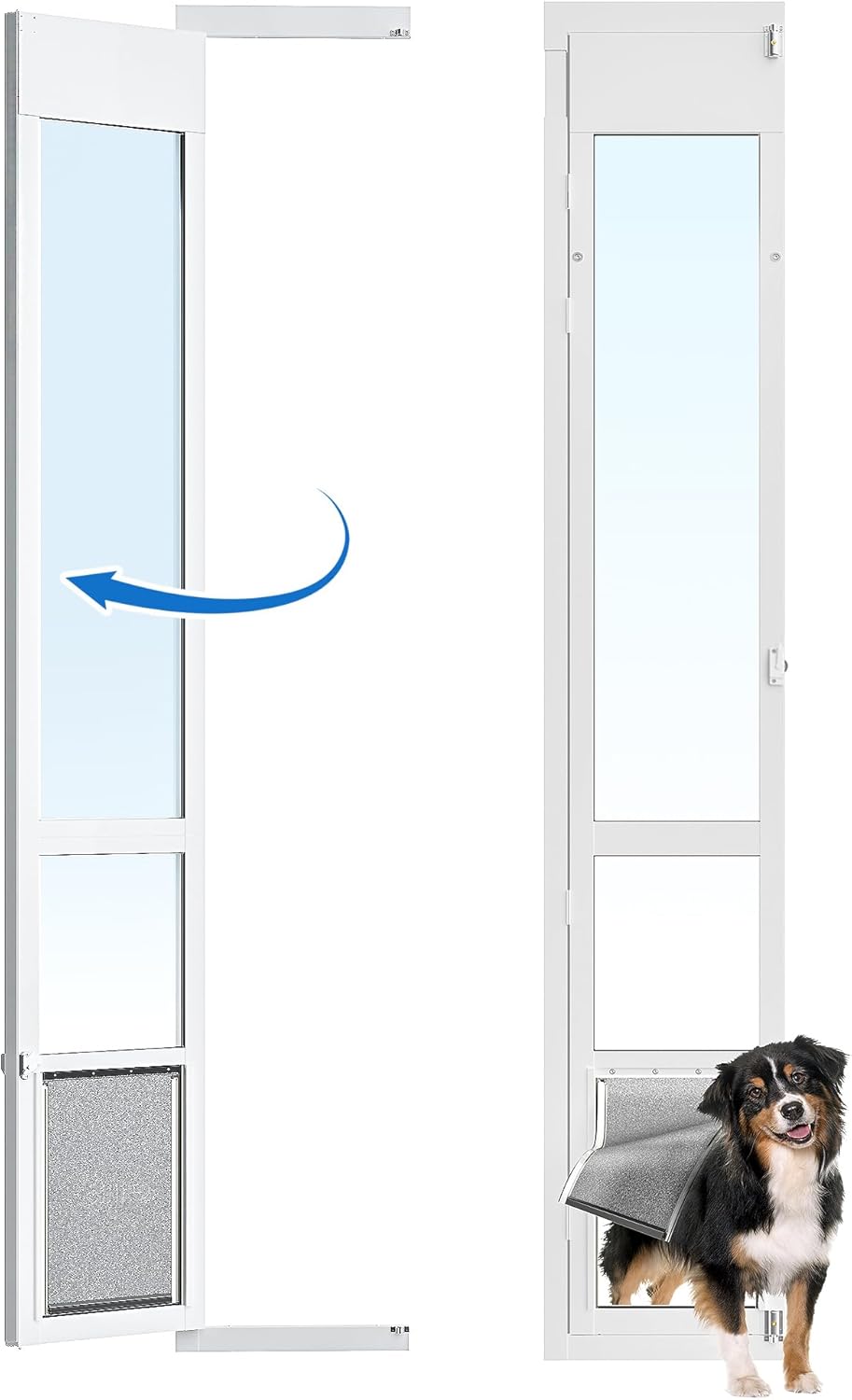 Large Dog Door for Sliding Glass Door,Openable Pet Door for Sliding Glass Doors，All-Metal Framed & Panel & Lock,Adjustable 75 7/8" to 81" Slider Height -Large