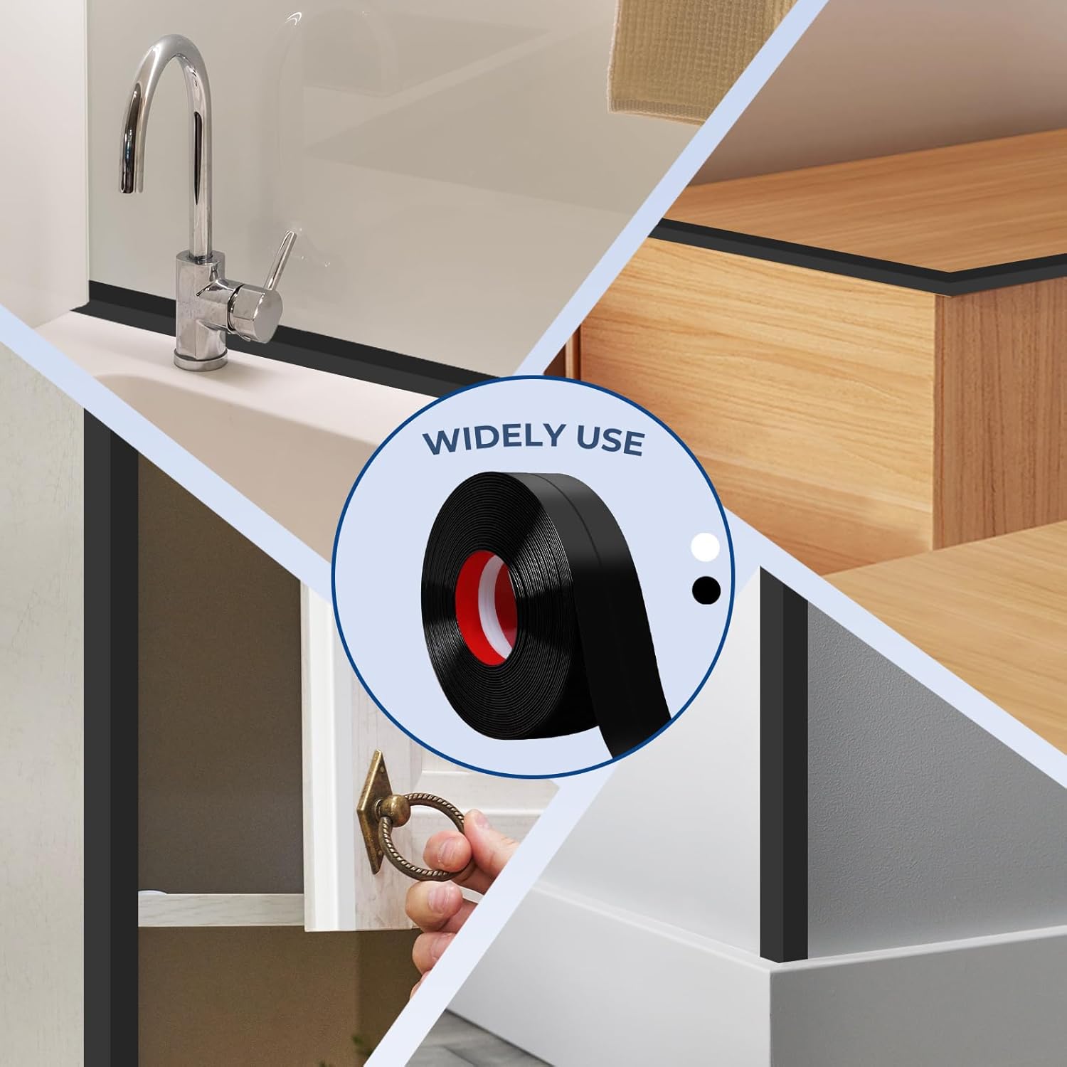 Storystore Wall Corner Protector Moulding Trim 2.4 in x 42.7 Ft,Peel and Stick Corner Moulding Trim, Self Adhesive Corner Guards Edge Protector for Wall Edge Corner, Countertop,Black