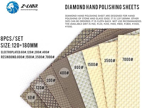Miniatura 2 de Z-Lion Hojas de papel abrasivo de resina galvanizada de diamante, papel de lija de diamante para moler piedra de vidrio cerámica herramienta de