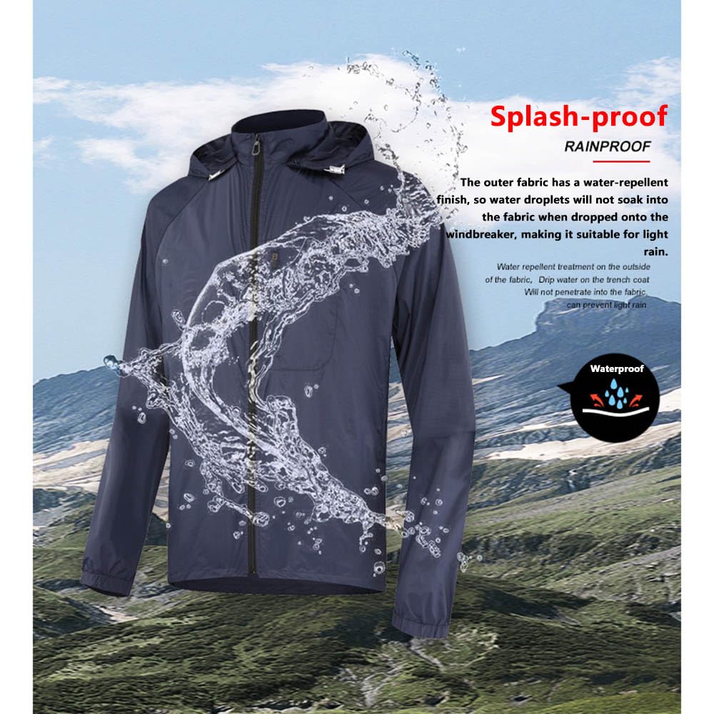 Chaqueta De Ciclismo Mujer Hombre, Impermeable Transpirable Con Bolsillos Cremallera Cortavientos Capucha Resistente Chaqueta Para La Lluvia, Protección Solar Chaqueta Para Correr