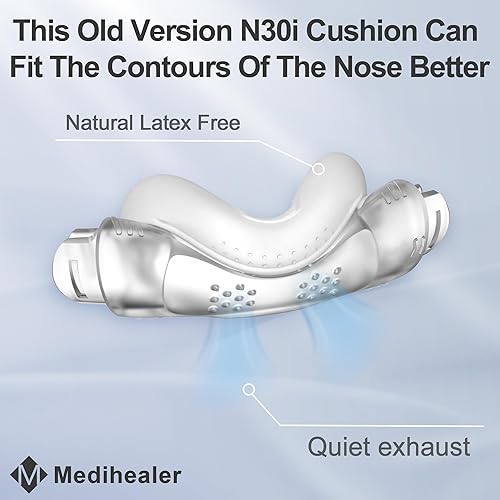 Miniatura 4 de Medihealer 2 paquetes de cojines de repuesto para Airfit N30i (S), 2 paquetes de cojín nasal curvado versión antigua compatible con N30i,
