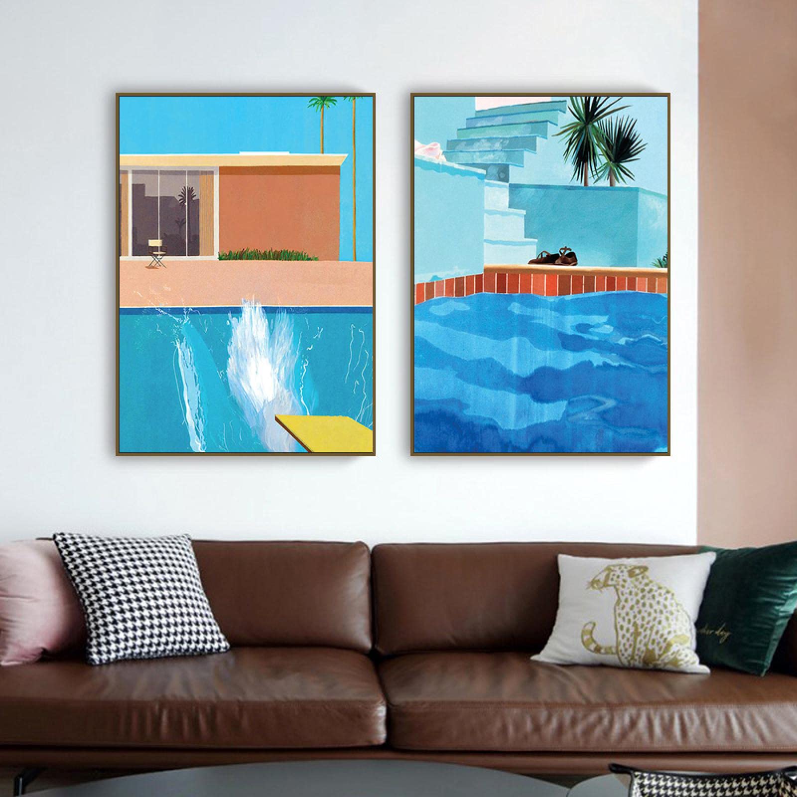 Yooyu With Frame David Hockney Canvas Painting Bigger Splash Swimming Pool Posters And Prints Wall Art Picture For Living Room Wall Decor 70X90cm(28X35in) X2