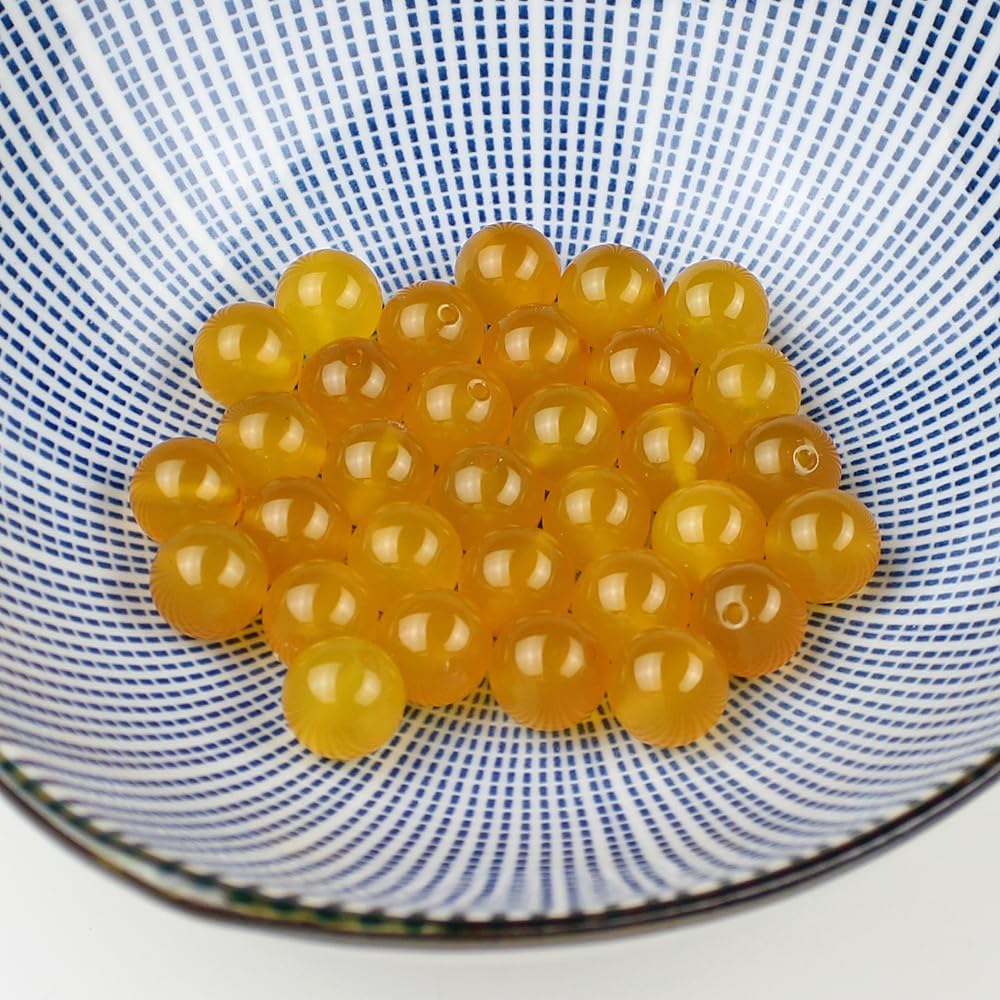 7A Round Natural Yellow Agate Beads Stone Loose Beads for Necklace Bracelet Charms Jewelry Making 15" (4mm) Yellow Agate 4mm