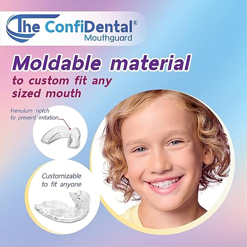 Miniatura 4 de Protector bucal para rechinar los dientes por la noche, 2 modelos para niños o pequeñas, paquete de 6 protectores nocturnos dentales moldeables para
