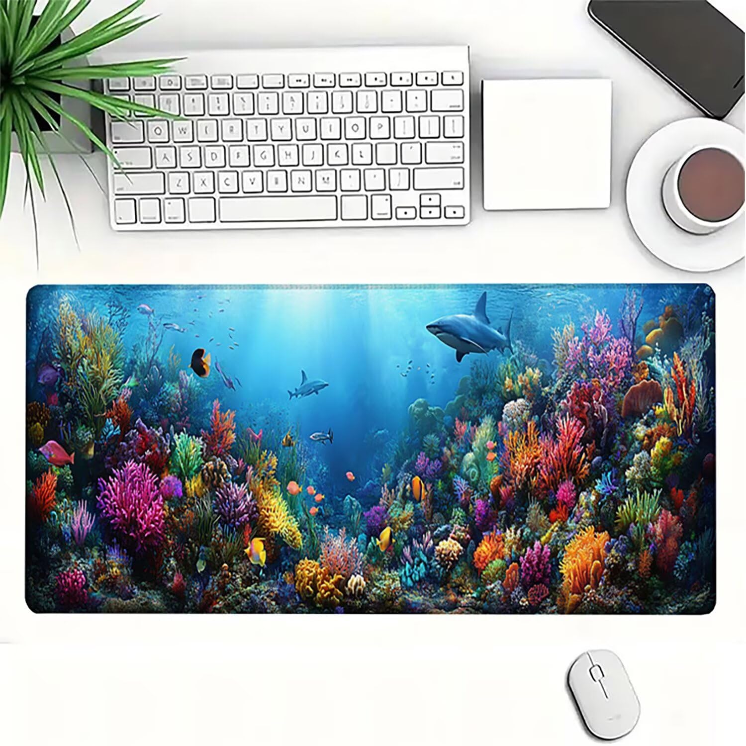 Lejnlnng Podkładka pod mysz do gier XXL, 160 x 80 cm, duża ocean mata na biurko, wodoodporna podkładka pod mysz XL, antypoślizgowa gumowa podkładka pod mysz z przeszytymi krawędziami do biura, do gier