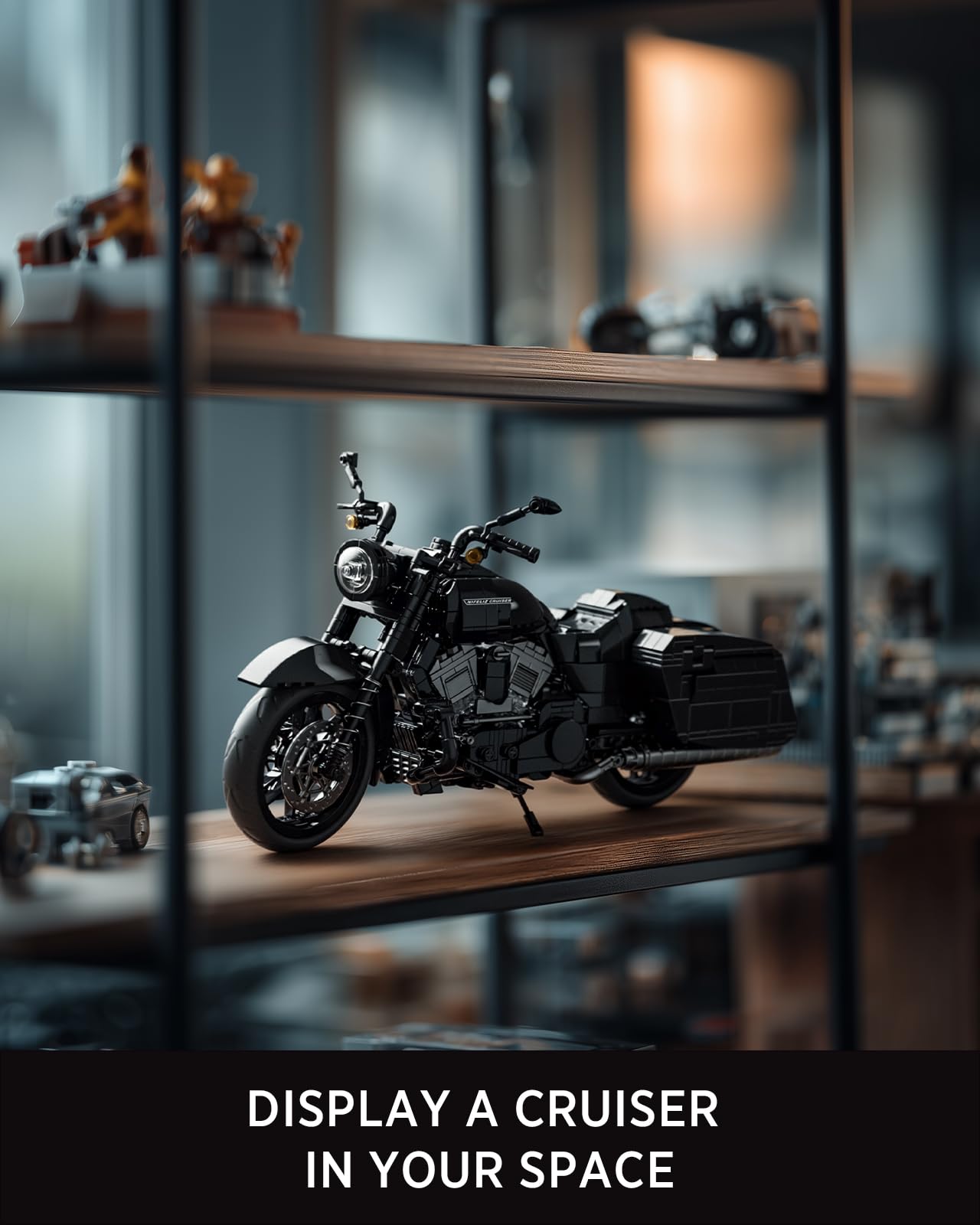 Nifeliz R-King zestaw do budowania motocykla Cruiser dla dorosłych, model motocykla cruiser z realistycznymi detalami, model Muscle Bike do ekspozycji, kolekcjonerski prezent dla miłośników motocykli